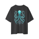 oversize deep power octopus unisex black tshirt back view yuvio