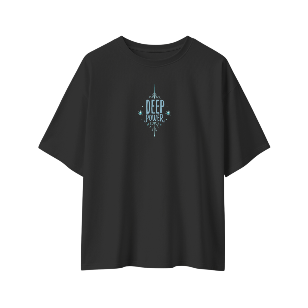 oversize deep power octopus unisex black tshirt front view yuvio