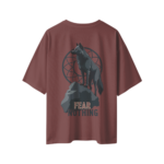 oversize fear nothing wolf unisex coffee tshirt back view yuvio