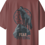 oversize fear nothing wolf unisex coffee tshirt close up print yuvio