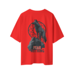 oversize fear nothing wolf unisex red tshirt back view yuvio