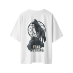 oversize fear nothing wolf unisex white tshirt back view yuvio