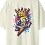 oversize king of energy mens beige tshirt close up print yuvio