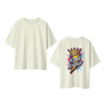 oversize king of energy mens beige tshirt front back view yuvio