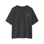 oversize robo racer street graphic mens black tshirt front view yuvio