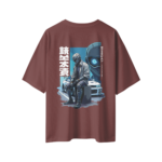 oversize robo racer street graphic mens coffee tshirt back view yuvio