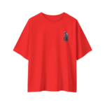 oversize robo racer street graphic mens red tshirt front view yuvio