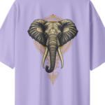 oversize royal elephant graphic unisex lavender tshirt close up print yuvio