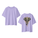 oversize royal elephant graphic unisex lavender tshirt front back view yuvio