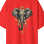 oversize royal elephant graphic unisex red tshirt close up print yuvio