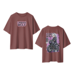 oversize urban wolf womens coffee tshirt front back view yuvio