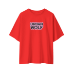 oversize urban wolf womens red tshirt front view yuvio