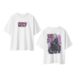 oversize urban wolf womens white tshirt front back view yuvio