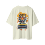 oversize wild ride tiger mustang mens beige tshirt back view yuvio