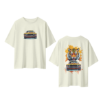oversize wild ride tiger mustang mens beige tshirt front back view yuvio