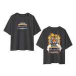 oversize wild ride tiger mustang mens black tshirt front back view yuvio
