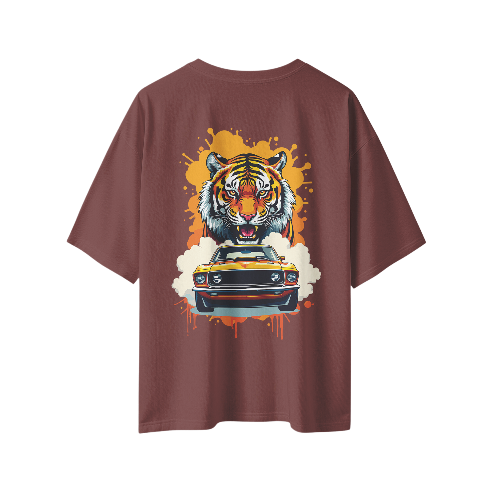 oversize wild ride tiger mustang mens coffee tshirt back view yuvio oversize wild ride tiger mustang mens coffee tshirt back view yuvio