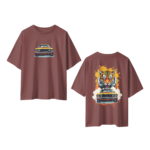 oversize wild ride tiger mustang mens coffee tshirt front back view yuvio