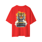 oversize wild ride tiger mustang mens red tshirt back view yuvio