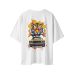 oversize wild ride tiger mustang mens white tshirt back view yuvio