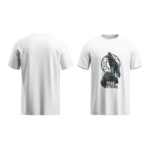 regular fit fear nothing wolf unisex white tshirt front back view yuvio