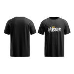 regular fit hustler mens black tshirt front back view yuvio