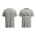regular fit hustler mens melange grey tshirt front back view yuvio