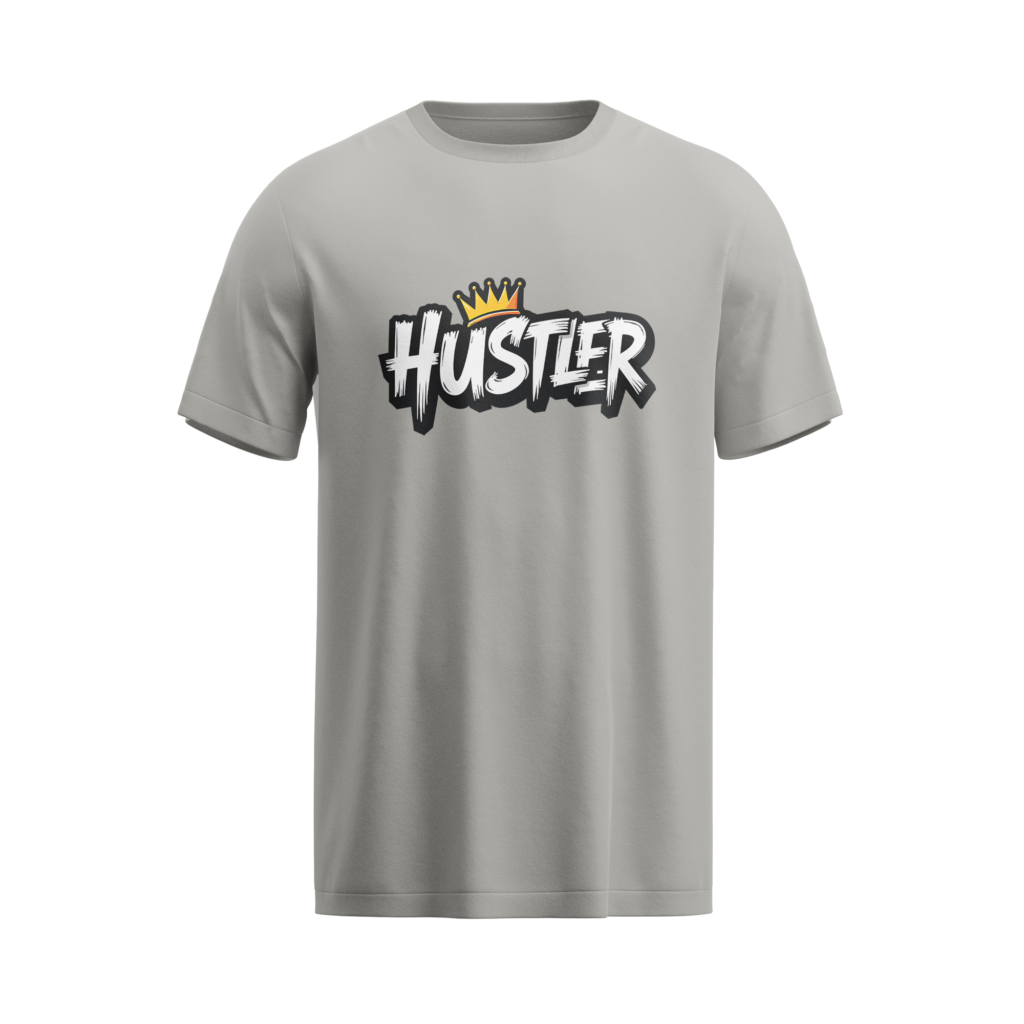 regular fit hustler mens melange grey tshirt front view yuvio
