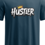 regular fit hustler mens navy blue tshirt close up print yuvio