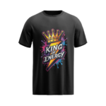 regular fit king of energy mens black tshirt front view yuvio