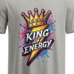 regular fit king of energy mens melange grey tshirt close up print yuvio