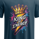 regular fit king of energy mens navy blue tshirt close up print yuvio