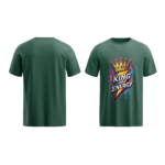 regular fit king of energy mens olive green tshirt front back view yuvio