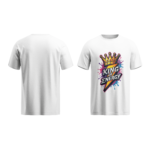 regular fit king of energy mens white tshirt front back view yuvio