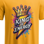 regular fit king of energy mens yellow tshirt close up print yuvio