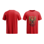 regular fit majestic force eagle unisex red tshirt front back view yuvio