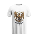 regular fit majestic force eagle unisex white tshirt front view yuvio