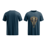regular fit royal elephant graphic unisex navy blue tshirt front back view yuvio