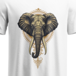 regular fit royal elephant graphic unisex white tshirt close up print yuvio