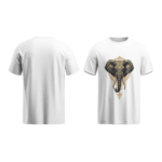 regular fit royal elephant graphic unisex white tshirt front back view yuvio