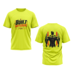 gym-built-different-unisex-neon-green-polyester-tshirt-front-back-view-yuvio