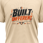 gym-built-different-unisex-sand-polyester-tshirt-close-up-view-yuvio