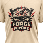 gym-forge-the-future-polyester-sand-tshirt-close-up-view-yuvio