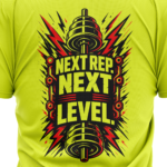 gym-next-rep-next-level-polyester-neon-green-tshirt-close-up-view-yuvio
