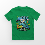 kids-stay-chill-green-tshirt-front-view-yuvio