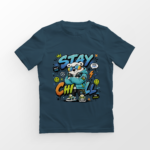 kids-stay-chill-navy-blue-tshirt-front-view-yuvio