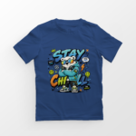 kids-stay-chill-royal-blue-tshirt-front-view-yuvio