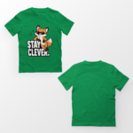 kids-stay-clever-green-tshirt-front-back-view-yuvio