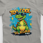 kids-too-cool-to-roar-melange-grey-tshirt-close-up-view-yuvio