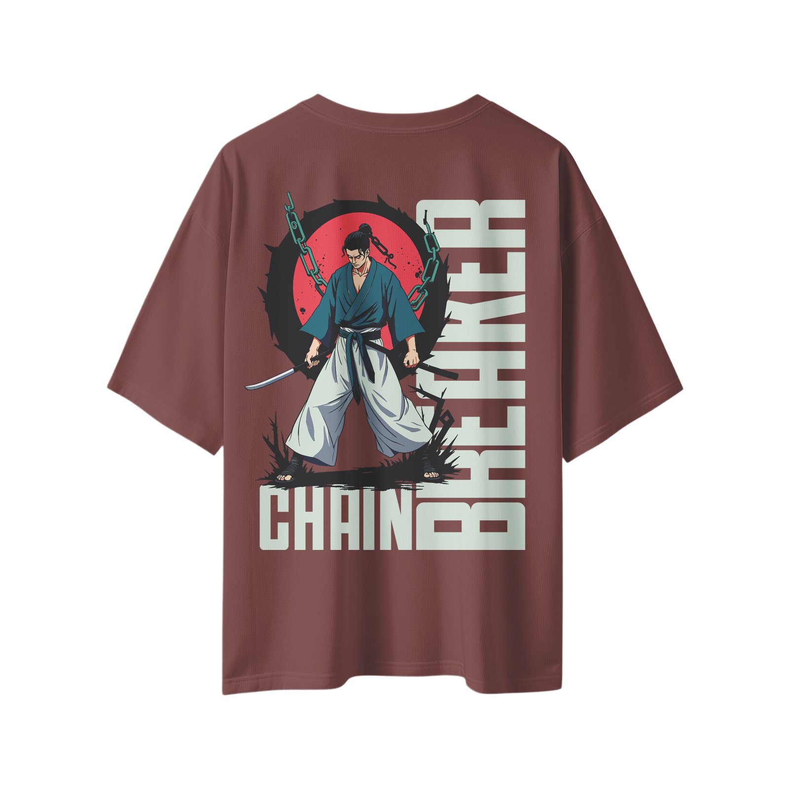 oversize-chain-breaker-unisex-coffee-tshirt-back-view-yuvio Chain Breaker Unisex Oversize T-Shirt | Yuvio - Image 1
